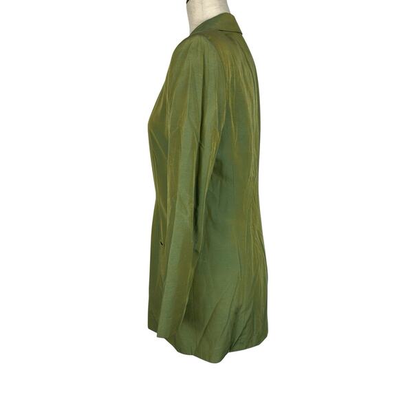 Vintage Diane Von Furstenberg Blazer Women Size 8 Iridescent Green Party 90s - Picture 2 of 12